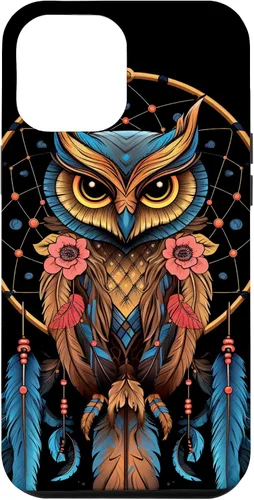 Vista 26 de Funda para iPhone 17 con diseño de plumas indias nativas americanas y búho