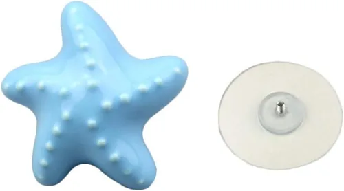 Vista 11 de Vpang 2 pomos de cerámica autoadhesivos para gabinete, diseño de estrella de mar, forma de concha, corazón, cajón, ayudante, ayudante, cocina