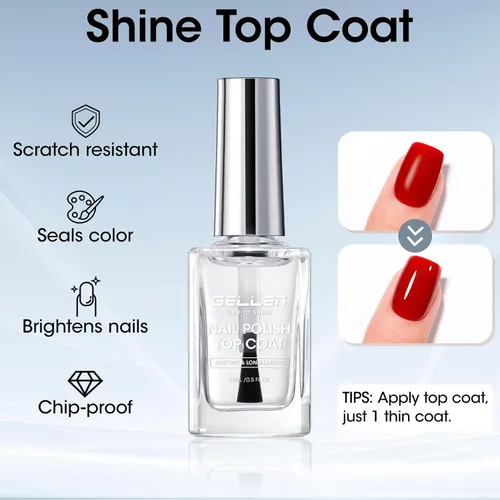 Vista 4 de GELLEN Base de esmalte de uñas transparente, no necesita lámpara, sin Secado rápido, no apto para esmalte de gel, capa base de color blanco lechoso