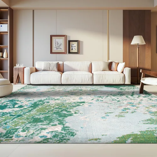 Vista 10 de SAFAVIEH Madison Collection - Alfombra decorativa de 2 pies 2 pulgadas x 4 pies, verde y azul, diseño abstracto moderno, no desprende pelusa