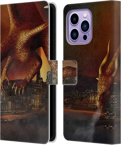 Vista 16 de Head Case Designs Officially Licensed Simone Gatterwe Alien Dungeon Dragons and Dungeons Leather Wallet Case Compatible with Apple iPhone 14 Pro Max