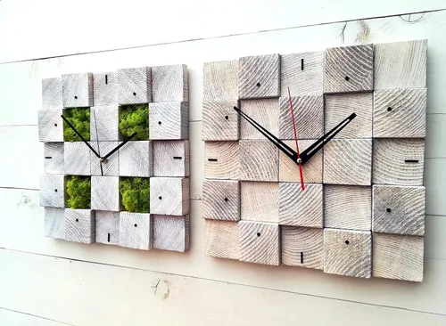 Vista 2 de Wall Clock, Christmas gift, Square Clock, Wooden Wall Clock, Scandinavian Decor, Unique Wall Clock, Modern Clock, Hanging Clock