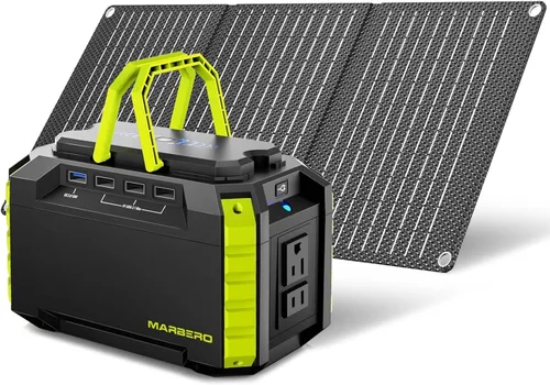 Vista 14 de MARBERO Generador solar de 155 Wh con panel solar incluido Estación de energía portátil de 30 W, 100 W, 150 W, sobretensión, multisalida, generador