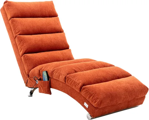 Vista 10 de Chaise Lounge de lino para interiores con función de masaje eléctrico, moderna silla reclinable para oficina, sala de estar o dormitorio