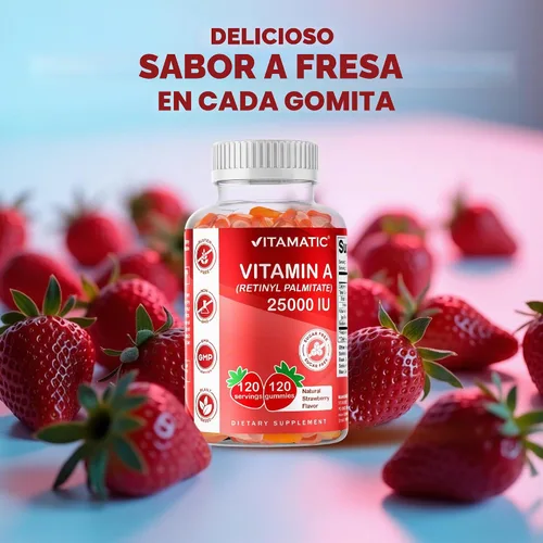 Vista 5 de Vitamina A 25000 UI (palmitato de retinilo sin azúcar), 120 gomitas