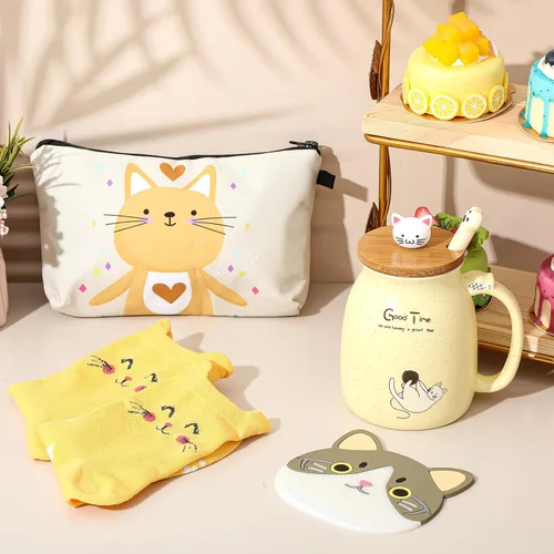 Vista 3 de Uiifan 5 Piezas Regalos para Amantes de los Gatos para Mujeres Regalo de Gato para el Día de la Madre y Cumpleaños - Taza de Té de Cerámica