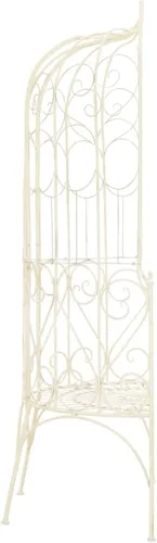 Vista 6 de vidaXL Banco de jardín con incrustaciones decorativas medianas de hierro forjado blanco antiguo