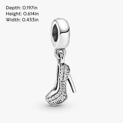 Vista 6 de PANDORA Jewelry Pave Stiletto - Colgante para zapatos de aguja, compatible con Pandora Moments, dije de plata de ley con circonita cúbica, viene