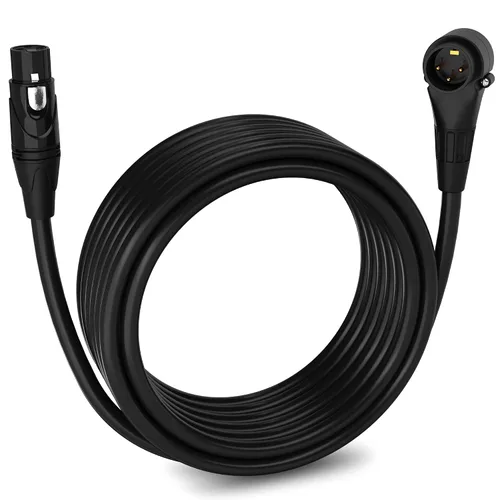 Vista 14 de LyxPro Cable de micrófono XLR hembra a macho de ángulo recto de 3 pines de 1.5 pies para altavoces amplificados, interfaz de audio, rendimiento
