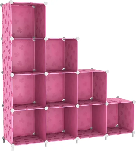 Vista 12 de UNKU Organizador de almacenamiento de cubos, 3 cubos organizadores de armario, estantes de almacenamiento, estantería apilable para bricolaje
