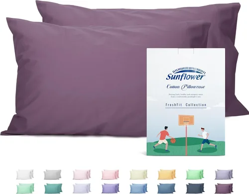 Vista 49 de Sunflower Juego de 2 fundas de almohada tamaño Queen, 100% algodón, 2 fundas de almohada Queen de 20 x 30 pulgadas, color ceniza, suaves