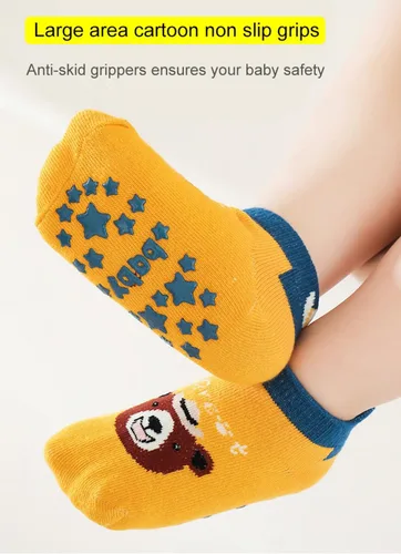 Vista 4 de BEHELE Calcetines antideslizantes para bebés, calcetines antideslizantes para niños y niñas, para recién nacidos, 6 pares