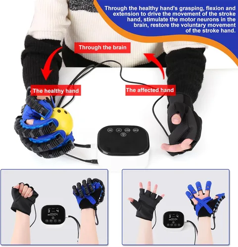 Vista 5 de Guante robot de rehabilitación para hemiplejía de dedo, mano y mano, equipo de recuperación de mano para entrenador de mano robótica izquierda