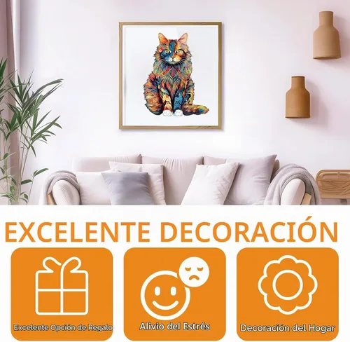 Vista 5 de Rompecabezas de madera para adultos - Rompecabezas avanzado de madera con forma única de gato Maine para adultos, rompecabezas de madera