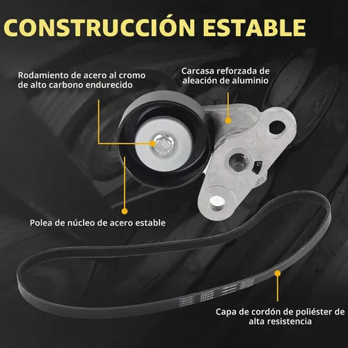 Vista 3 de Dasbecan 90K-38159 Kit de tensor de correa A/C ACK040378HD Correa de compresor de CA Compatible con Chevy Tahoe 2000-2008, GMC Yukon 2000-2008