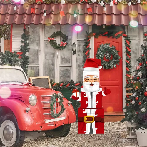 Vista 4 de 7 cajas apilables de Nochebuena, cajas de Navidad apilables con temática de Papá Noel, cajas de papel para el hogar y fiesta