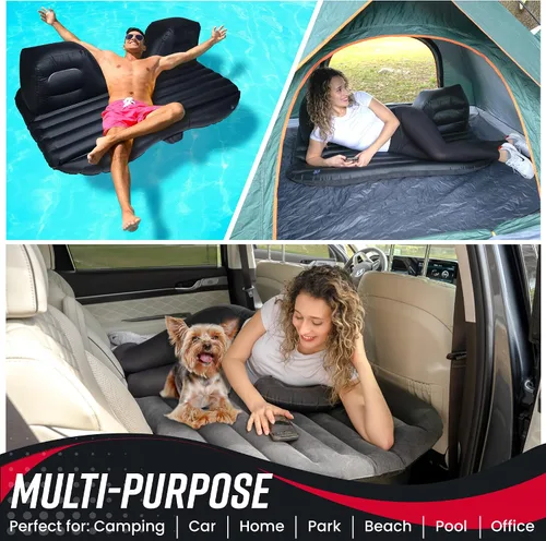 Vista 3 de VaygWay Colchón inflable de aire para automóvil – Cama de aire con kit de bomba – Asiento trasero – Cojín de cama inflable para vacaciones