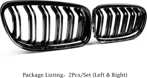 Vista 5 de Qitian Parrilla de riñón de repuesto frontal negro brillante ABS para BMW Serie 3 E92 y E93, 2006-2009