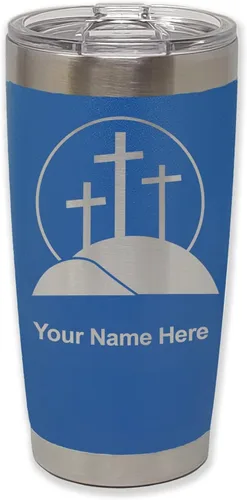 Vista 27 de LaserGram Vaso aislado al vacío de 20 onzas, cruz de calvario, grabado personalizado incluido (negro)