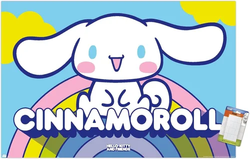 Vista 8 de Hello Kitty and Friends: 22 Over The Rainbow - Póster de pared de Cinnamoroll, 22.4 pulgadas de largo x 14.7 pulgadas de ancho, versión enmarcada