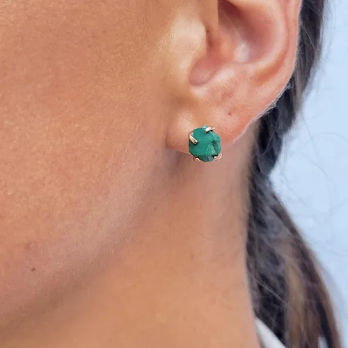 Vista 36 de Aretes de piedra preciosa natural en bruto con oro rosa sobre plata de ley 925, 6 a 0.276 in, regalo de piedra de nacimiento de calidad genuina