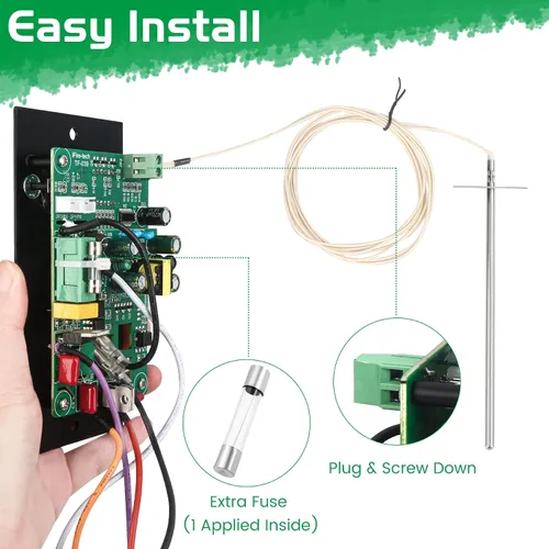 Vista 3 de Panel de control de repuesto para Traeger BAC236 Controlador Digital Elite Termostato BAC365 Ahumador de pellets de madera con sensor de sonda