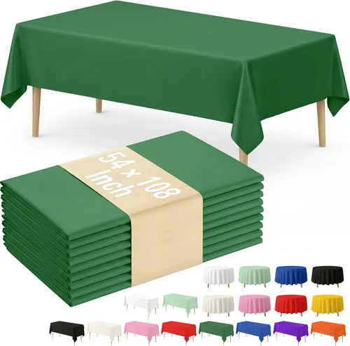 Vista 55 de Fixwal Mantel de plástico negro desechable de 54 x 108 pulgadas, mantel rectangular impermeable, paquete de 5 para graduación, decoración de fiesta