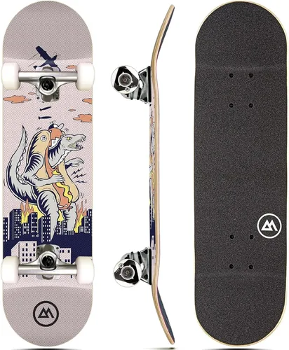 Vista 20 de Magneto Complete Skateboard 6-Layer Canadian Maple Double Kick Concave Deck Beginners, and Teens Astronaut
