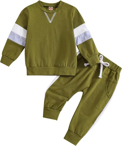 Vista 11 de Thorn Tree Conjunto de sudadera de manga larga para niños pequeños, 2 piezas, para otoño e invierno Conjunto de manga azul y blanco