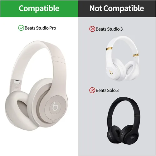Vista 2 de Funda de silicona compatible con Beats Studio Pro, almohadillas de silicona para los oídos, protector para la diadema, antiarañazos, funda