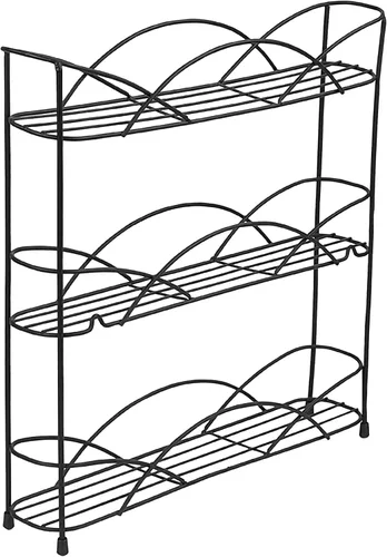 Vista 3 de Spectrum Diversified Estante organizador de especias de 3 niveles para encimera de cocina, despensa, baño o armario con soporte de pared opcional