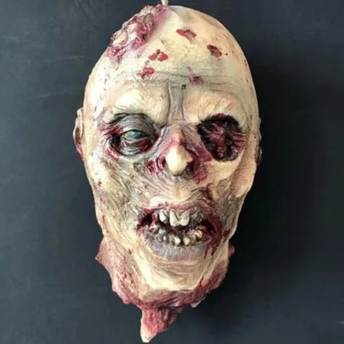 Vista 24 de Decoraciones colgantes de cabeza dividida para Halloween, cuerpo sangriento aterrador, cuerpo sangriento, tamaño real, real, accesorios de colgante
