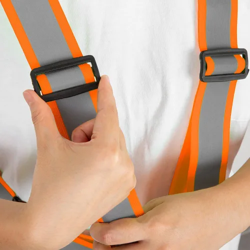 Vista 6 de Chaleco de seguridad personalizado, correas reflectantes de alta visibilidad, unisex, ligero, ajustable, para correr, construcción