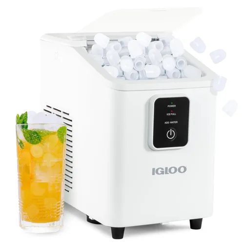 Vista 19 de Igloo Máquina de hielo de encimera autolimpiante, compacta y portátil, crea 26 libras por día, 8 piezas listas cada 7-8 minutos, incluye pala