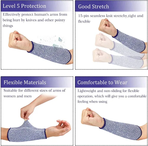 Vista 3 de 5 pares de mangas de protección de antebrazo resistentes a los cortes, protección de nivel 5, protectores de brazo a prueba de mordeduras, protector