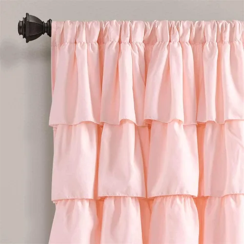 Vista 3 de Lush Decor Cortina de Ventana con Volantes Blush - Panel de Estilo Shabby Chic Rústico de Granja para Sala de Estar, Comedor, Dormitorio