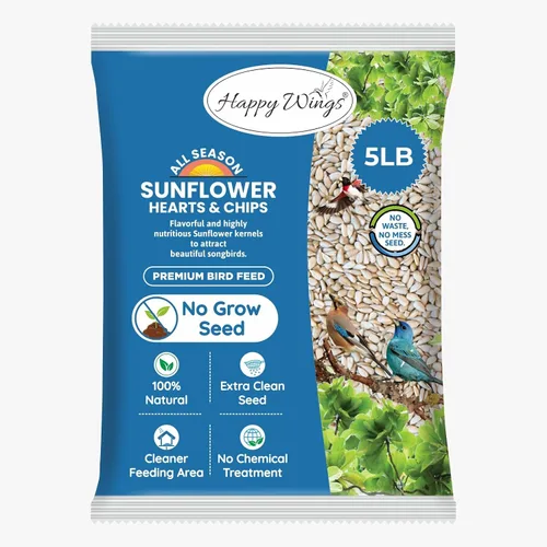 Vista 2 de Happy Wings Corazones y Chips de Girasol - Kernels y Chips de Girasol Comida para Pájaros - 5 Lb Sin Desorden, Sin Desperdicio I Semillas que No