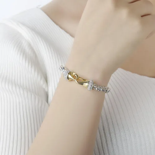 Vista 4 de UNY Pulseras inspiradas en el diseñador de moda antiguas antiguas para mujer, regalos de amor únicos de Navidad, Metal Diamante de imitación