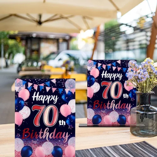 Vista 41 de LINGTEER Decoraciones de feliz cumpleaños número 11, 2 piezas de soporte de acrílico con impresión de pie rosa y azul, tablero de telón de fondo