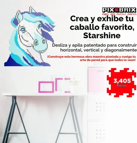 Vista 7 de Pix Brix Bloques de Puzzle de Arte Pixel - Star Stable’s Starshine, 3,405 Piezas - Bloques de Construcción Interconectados, Pixela Tu Caballo