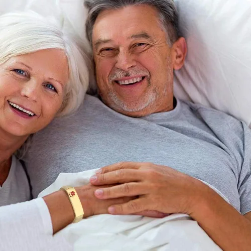 Vista 8 de Pulsera de alerta médica para hombres y mujeres, pulsera de identificación médica ajustable ajustable de acero inoxidable para diabetes, alergias