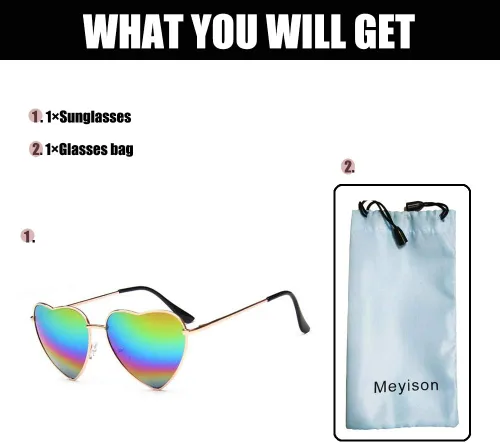 Vista 5 de Gafas de sol de corazón Marco de metal fino Hippie Precioso Estilo Aviador Gafas