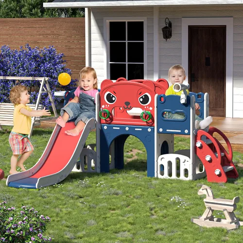 Vista 5 de NYEEKOY Juego de tobogán y escalador 9 en 1 para niños pequeños, independiente para interiores y exteriores, tobogán para niños de 1 a 8 años, patio