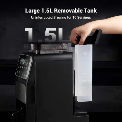 Vista 6 de Gevi Cafetera de Goteo de 10 Tazas con Molinillo Integrado, Máquina de Café Combinada Moler y Preparar con Molinillo de Rebabas con Pantalla Táctil