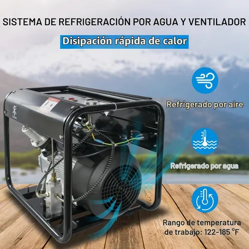Vista 4 de TUXING Compresor Pcp de 4500 psi, compresor de aire de buceo de doble cilindro, versión de parada manual, bomba de aire de alta presión para pistola