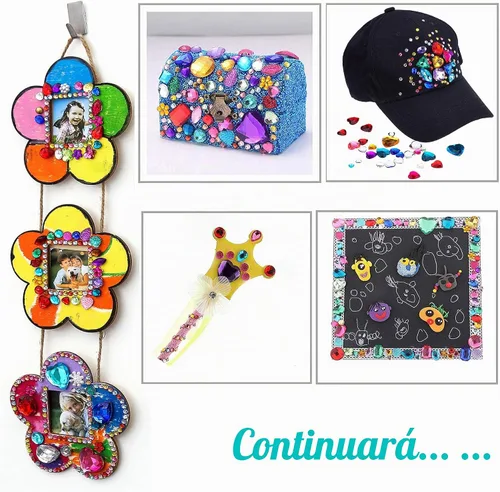 Vista 6 de RICHNESS 110 piezas Joyas Autoadhesivas para Manualidades Jumbo Bling Pegatinas de Gemas de Cristal Formas y Colores Surtidos Pegatinas de Strass