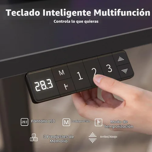 Vista 7 de YDN Escritorio de pie 55 x 24 pulgadas eléctrico de altura ajustable con cajón negro