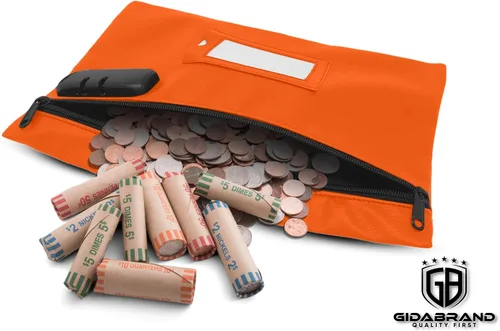 Vista 6 de Bolsa de dinero con candado 12 x 8 pulgadas Cuero sintético duradero para dinero en efectivo monedero monedero monedero bolsa con cremallera