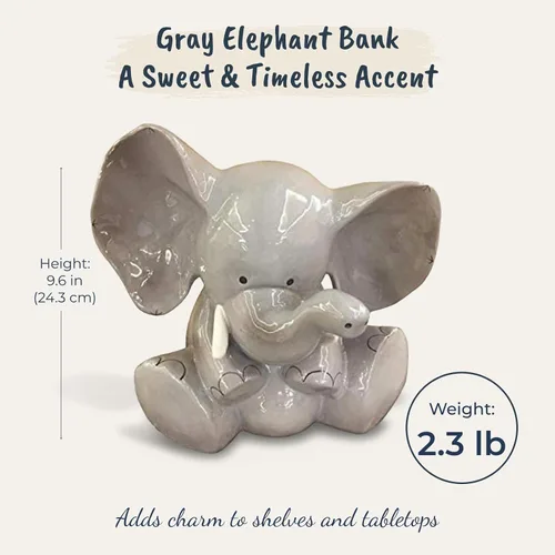 Vista 3 de Blue Sky - Banco de elefante gris de cerámica