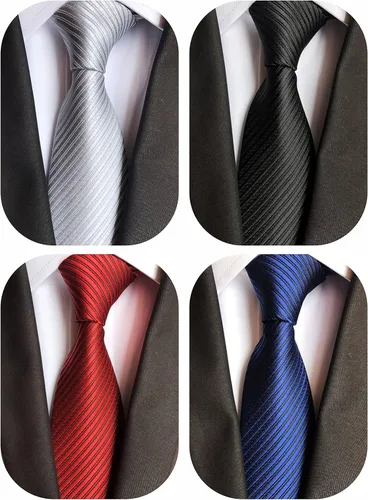 Vista 52 de WeiShang Lote de 6 corbatas clásicas de seda para hombre, corbatas tejidas jacquard